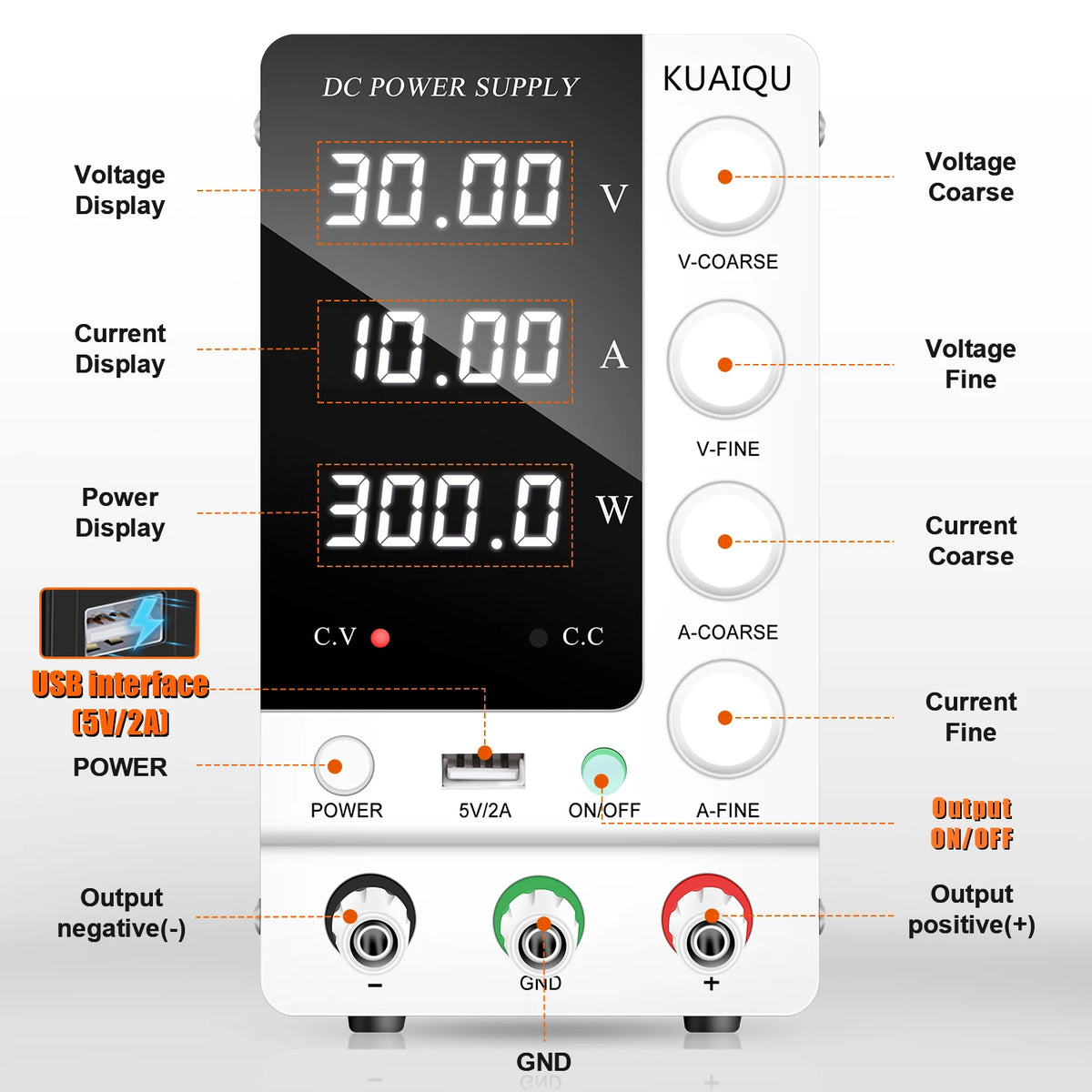 KUAIQU Adjustable DC Bench Power Supply