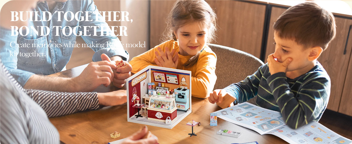 Rolife DIY Miniature House Kit Flavorful Ice Cream Super Creator Dollhouse 3D Puzzle Model Building Kit with LED for Desk Decor
