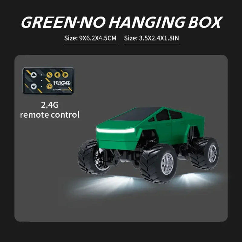 Hotfree 1/64 Mini RC Monster Cybertruck, All-Terrain Metal Off-Road Pickup with Trailer, 2.4GHz Remote & App Control, USB-C Rechargeable, Big Wheel Racing Toy, Perfect Birthday Christmas Gift for Kids, Boys & Collectors
