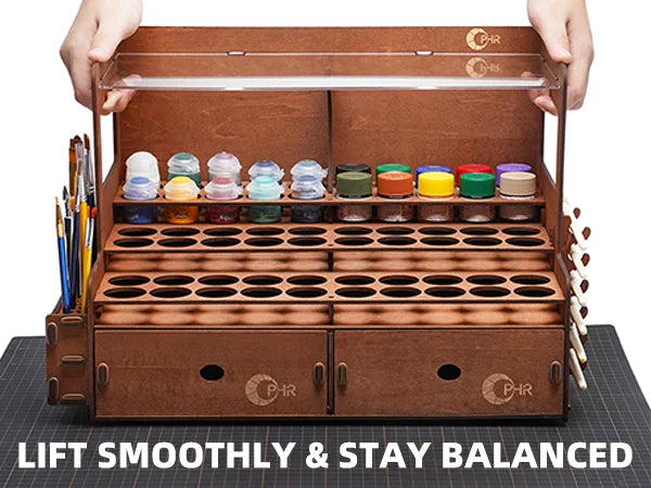 OPHIR Model Paint Organizer Wooden Paint Rack with Brush holder and Craft Tool Storage with Miniature Handle MG063UP