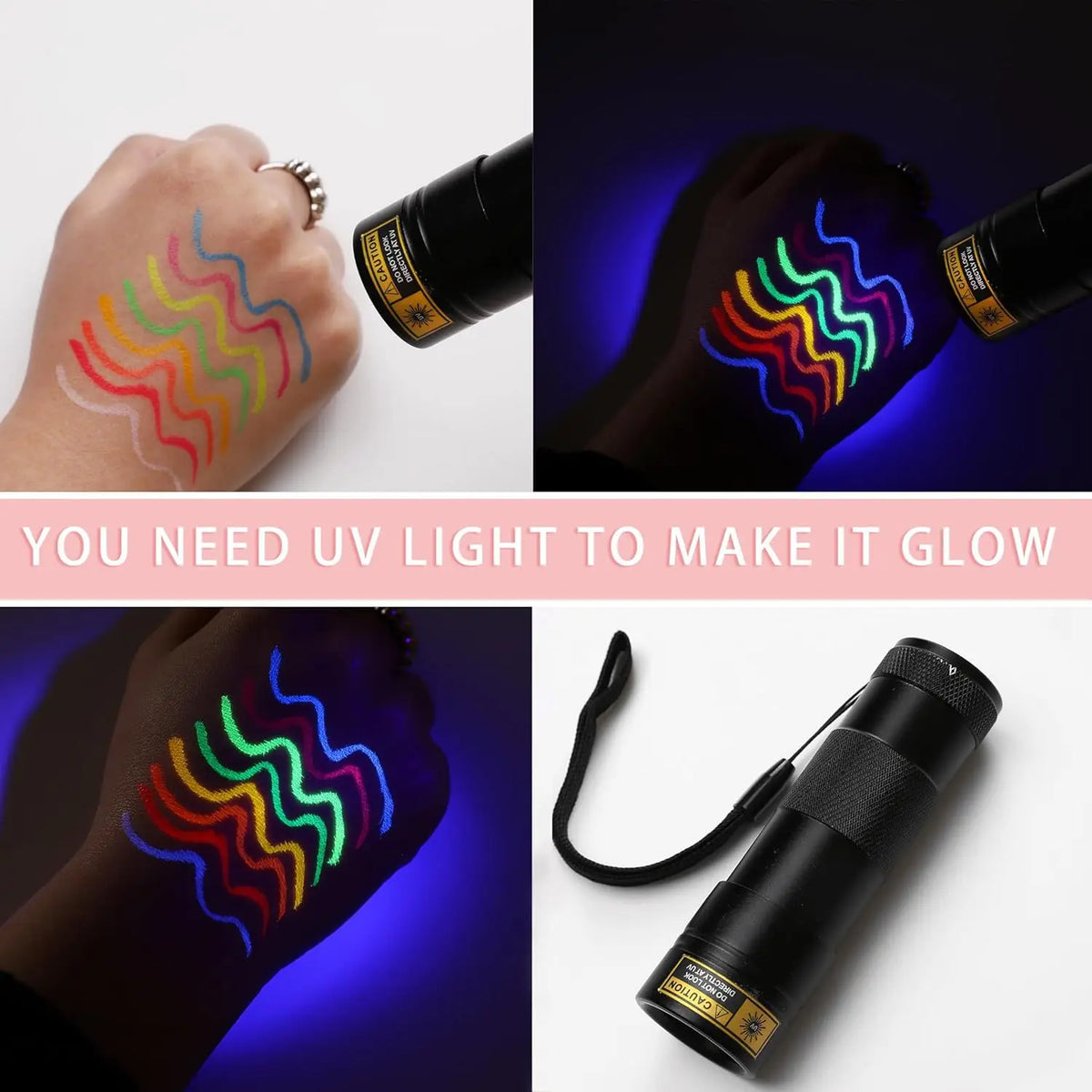 8-color fluorescent color UV eyeliner, waterproof and sweat-proof face paint pen,Halloween matte glowing neon liquid eyeliner