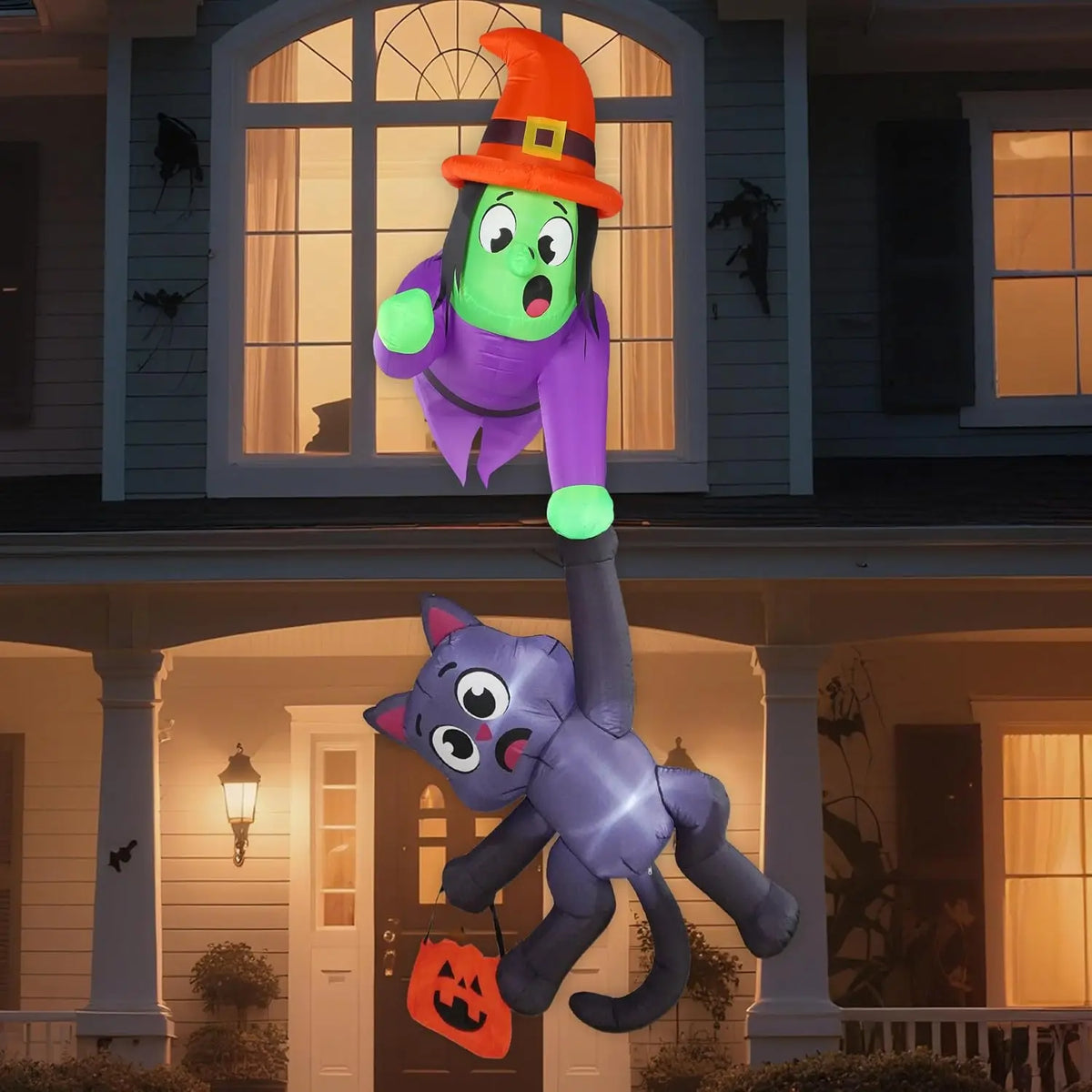 Halloween 8 ft Inflatable Roof Witch with LED Lights