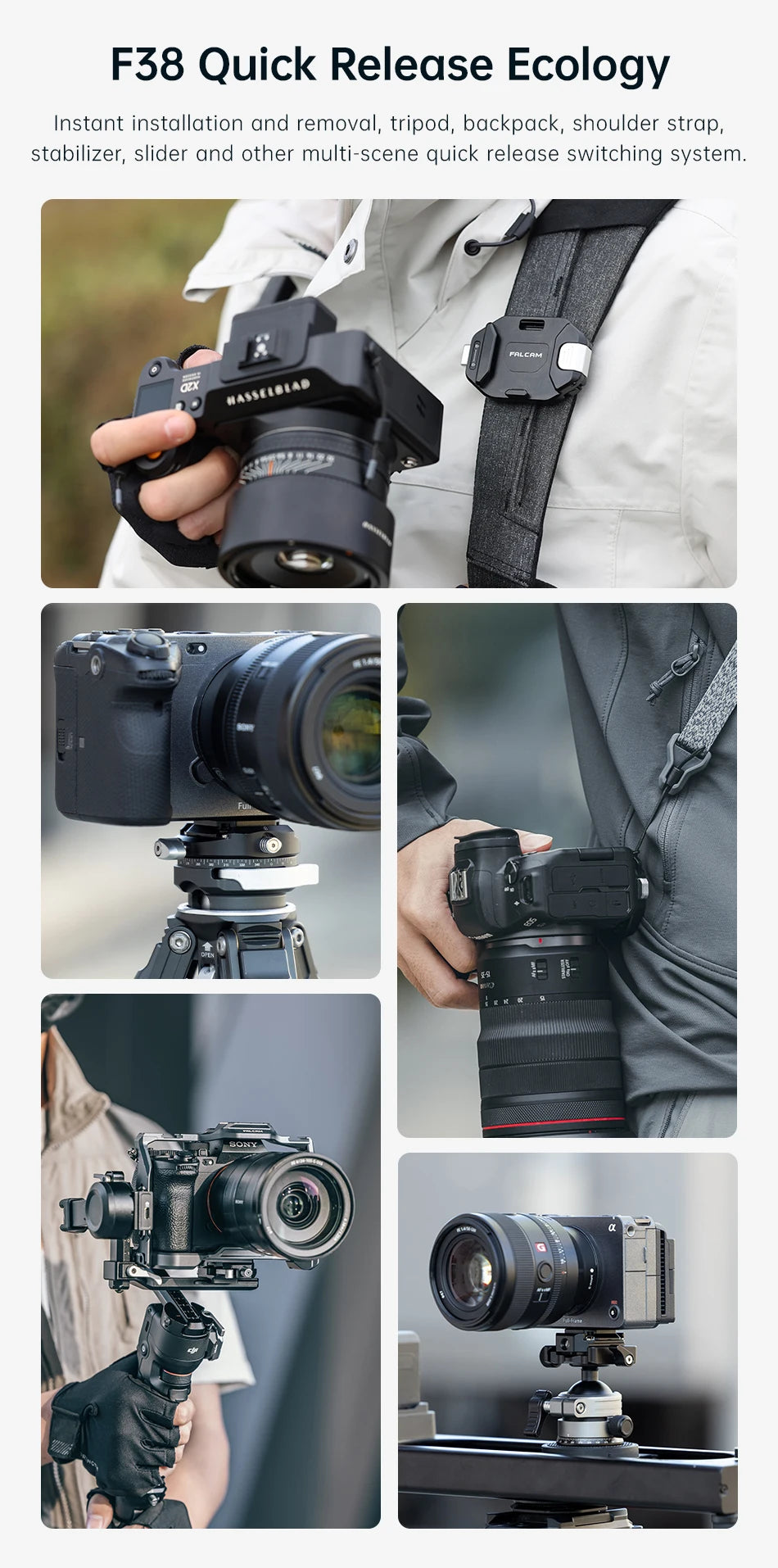 Ulanzi Falcam F38 Quick Release Shoulder Strap /Backpack Base /Kit V2 Compatible With F38 PD Fotopro PGY Quick Release Plate