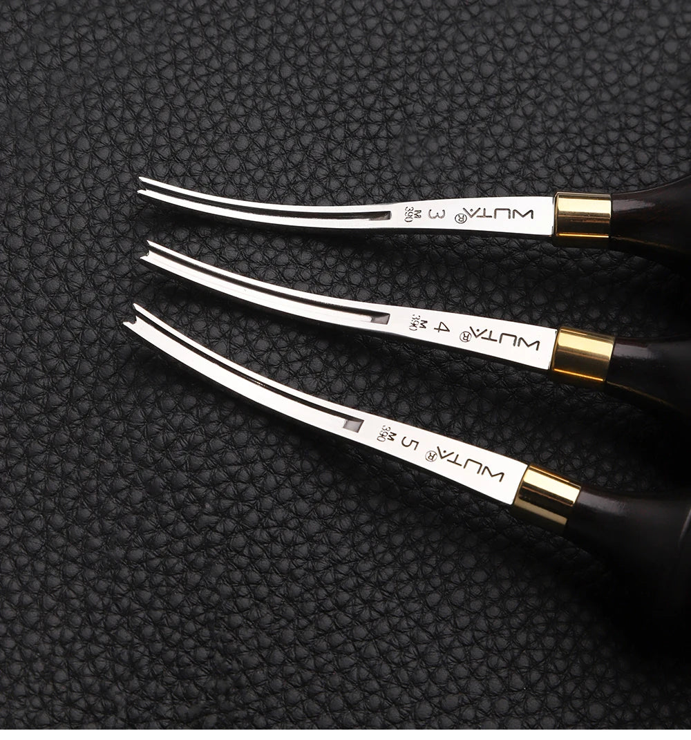 WUTA 1PC Leather Edge Beveler PRO Skiving Craft Work M390 / DC53 Steel Ebony Handle Cutter Edger Creaser Skiver Leather Tools