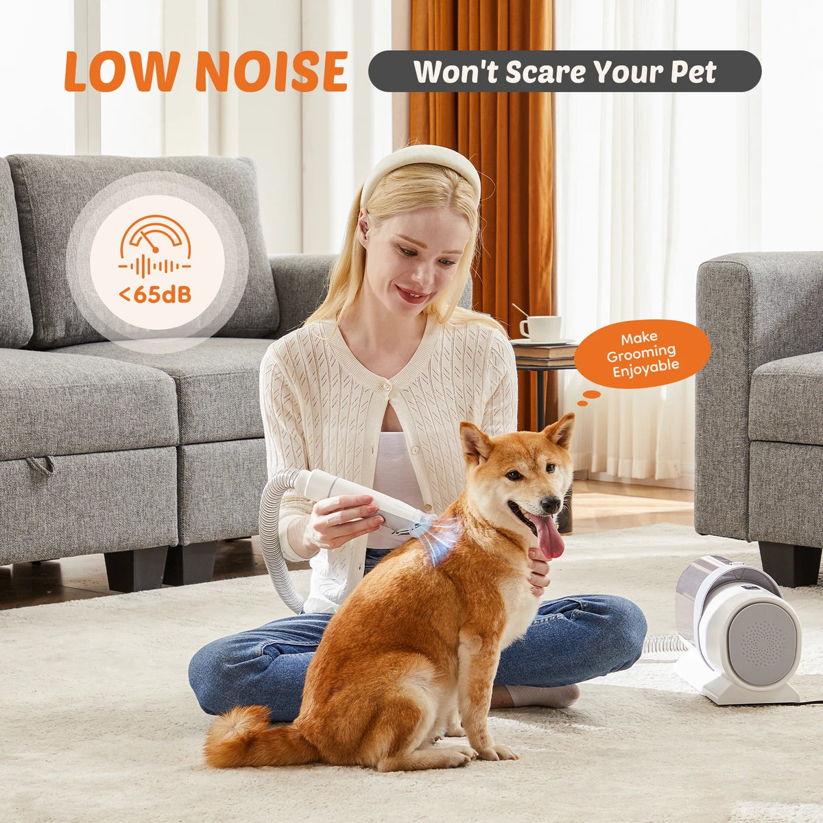 JHK 2.5L Pet Grooming Vacuum Kit with 5 Tools and Low-Noise Dog Clipper