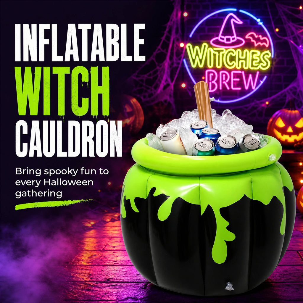 Halloween Inflatable Witch Cauldron Drink Cooler, Party Ice Bucket
