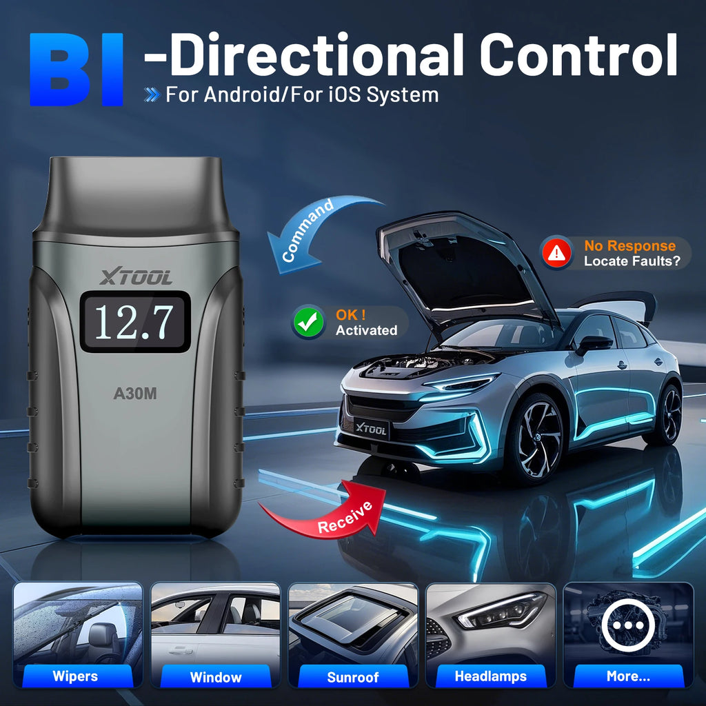 A30M V2.0 All System Car Diagnostic Tools Bluetooth OBD2 Scanner Active Test 26+ Reset CAN FD