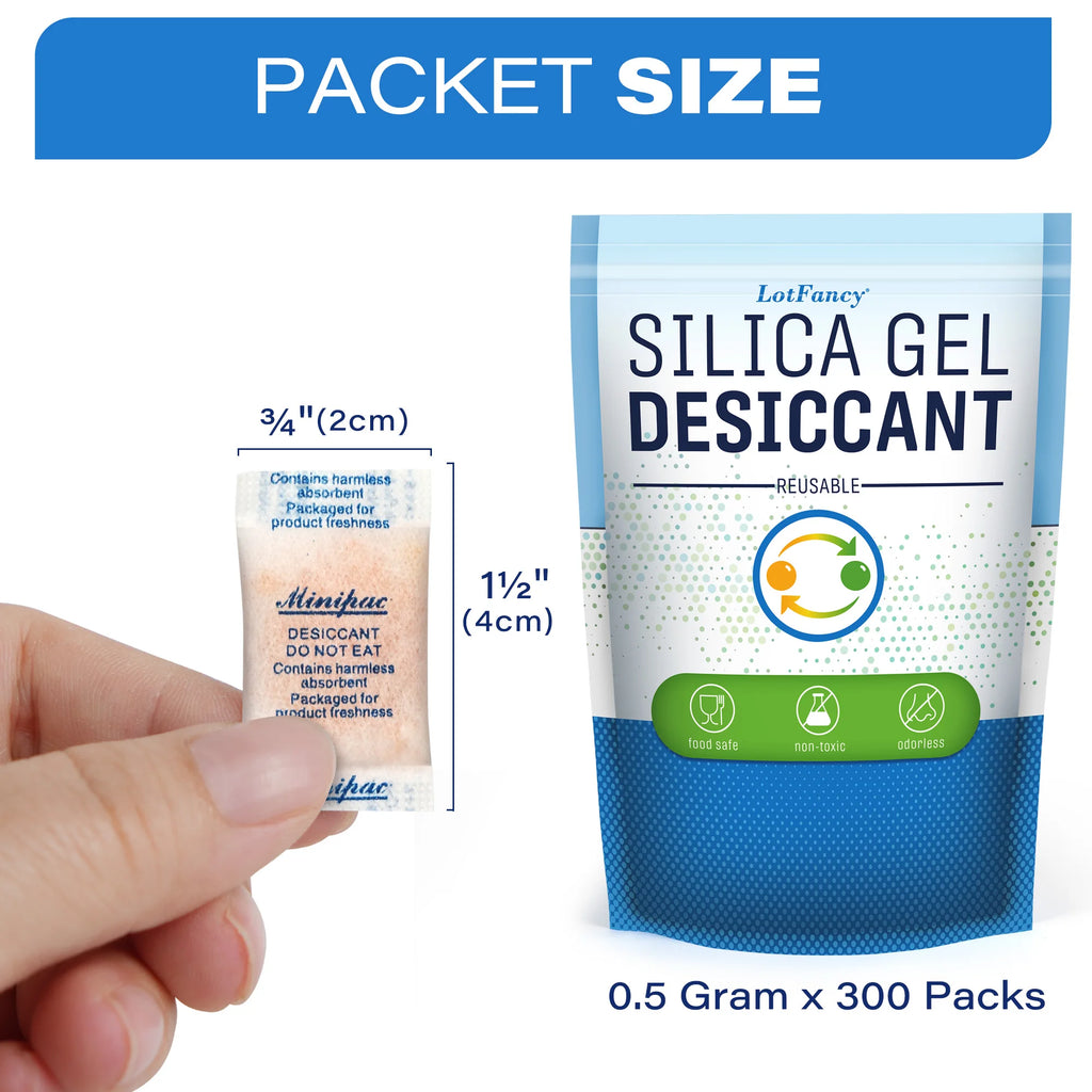 0.5 Gram Pack of 300 Reusable Silica Gel Beads Moisture Absorber Electronic Product Desiccant Dehumidifier Absorber Bag