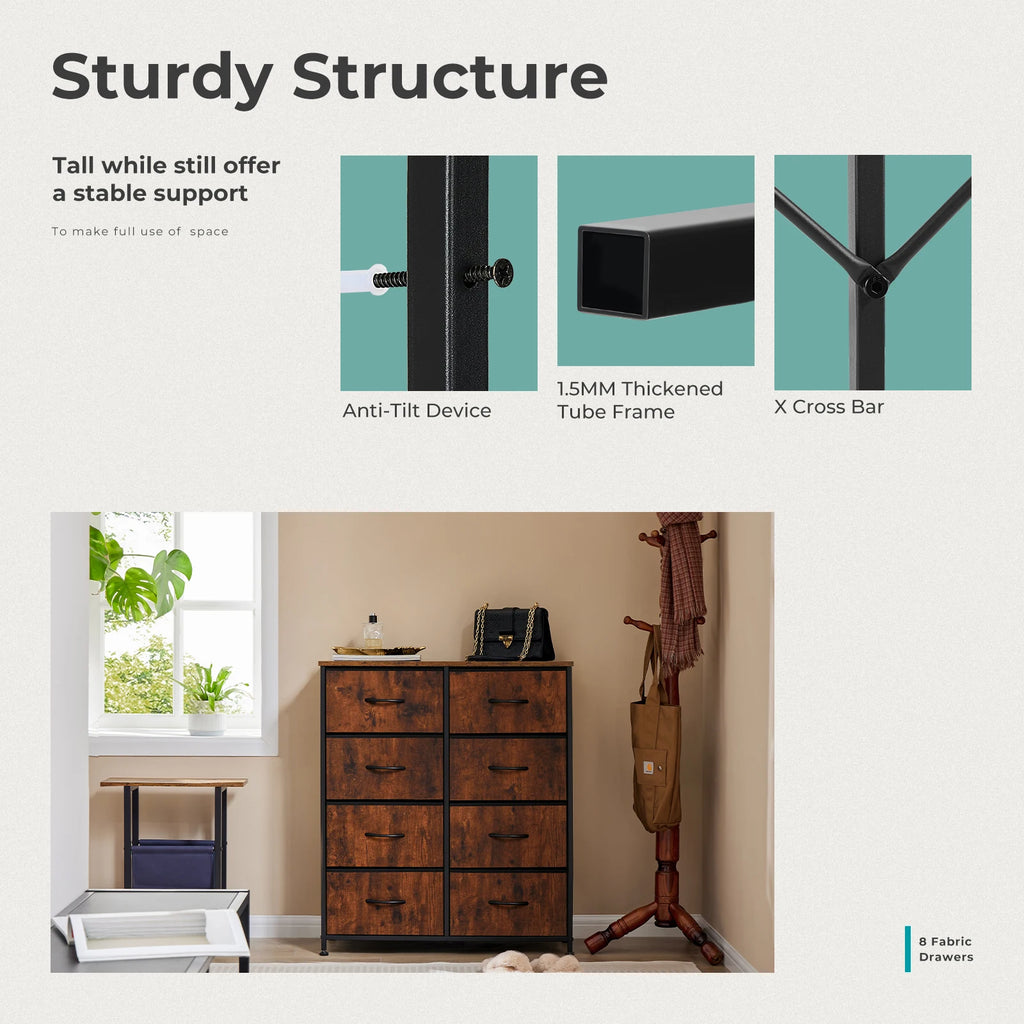 Fabric 8-Drawer Dresser Storage Cabinet