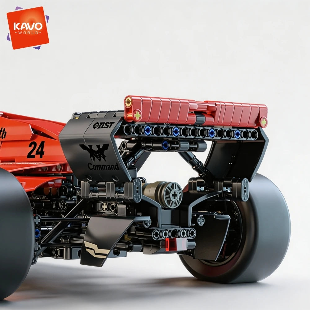 KAVOWORLD 1768pcs 27 Inches Large MOC Sports Race Car Building Blocks Set DIY Formula Red & White City Racing Car Bricks Model Kit 1:8 Construction Collection Ornament Building Toys with Realistic Suspension Steering Cockpit