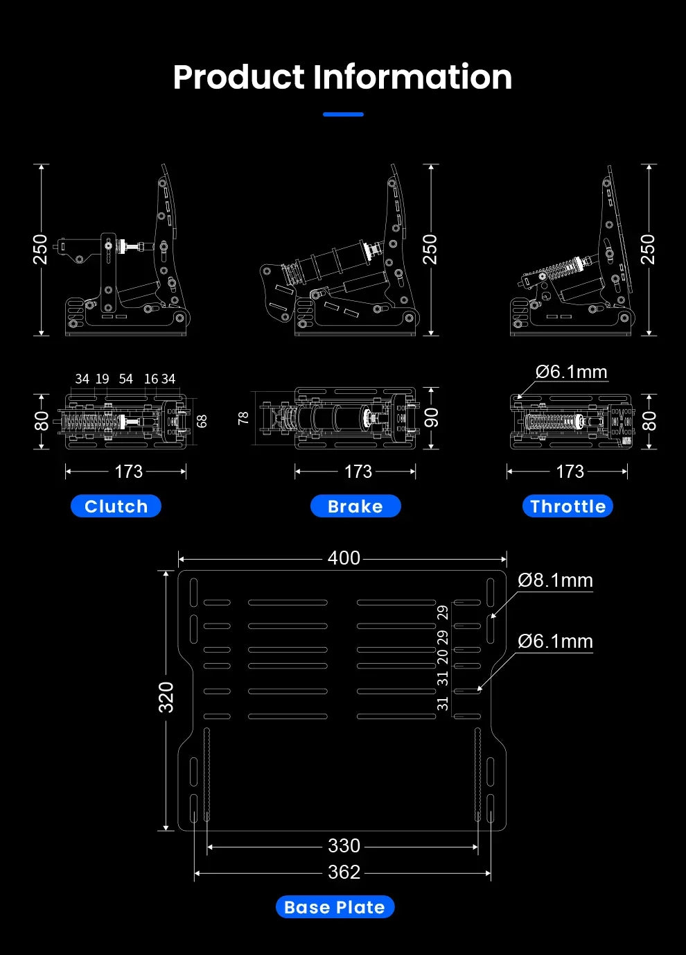 SIMSONN Plus X Sim Racing Simulator Pedal PC Simracing Pedals Support VAM and VAM RPO Vibration Motor Driving Game Accessories
