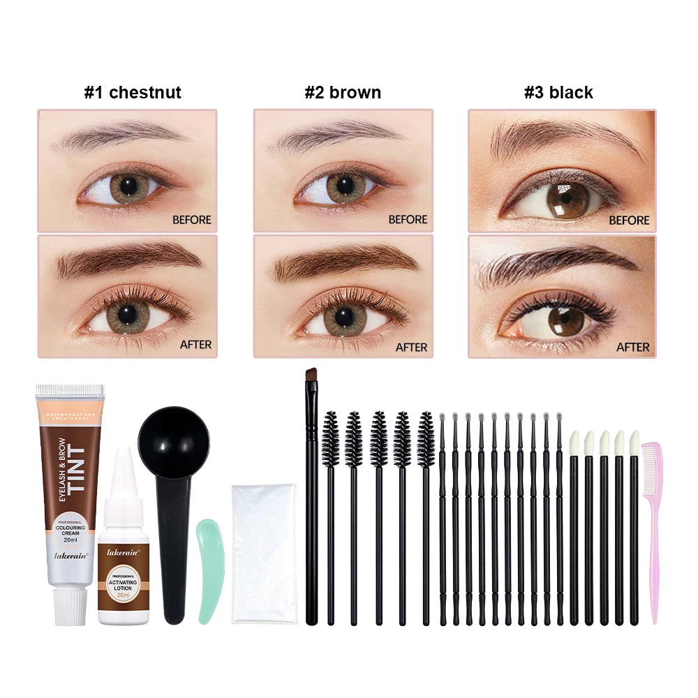 2-in-1 Lash Lift and Tint Kit, Waterproof Semi-Permanent Eyelash Perm and Brow Lamination Set for Salon or Home Use