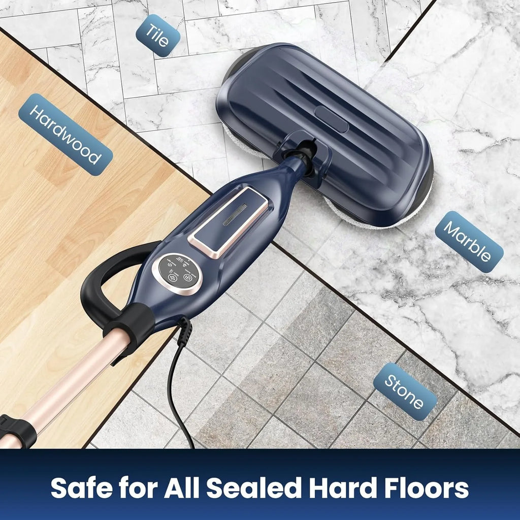 VM6 Steam Mop Cleaner with Rotating Mop Pads 1300W Powerful Floor Steamer 10 in 1 Lightweight Spin Mop High Temperature with Steam Blaster Technology