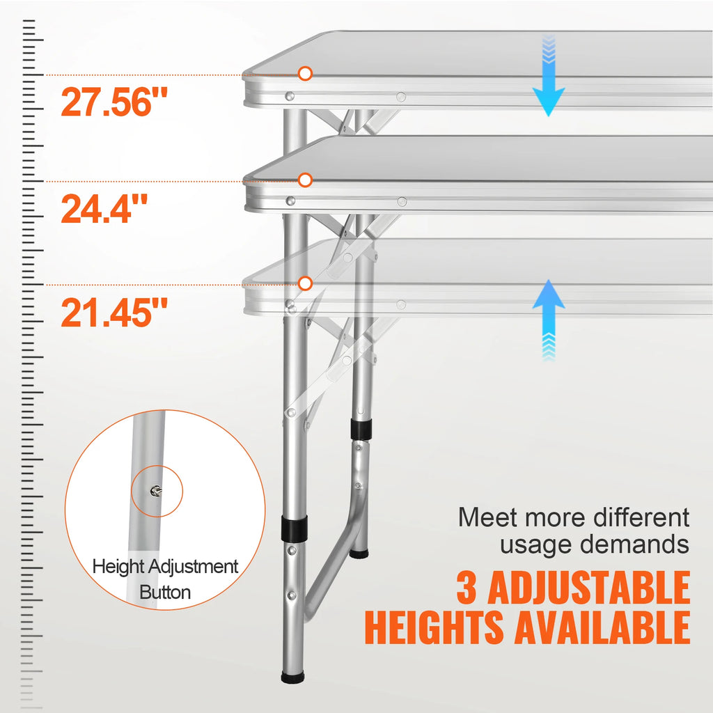 Folding Camping Kitchen Table, Quick Set-Up Outdoor Table for Picnics and BBQ