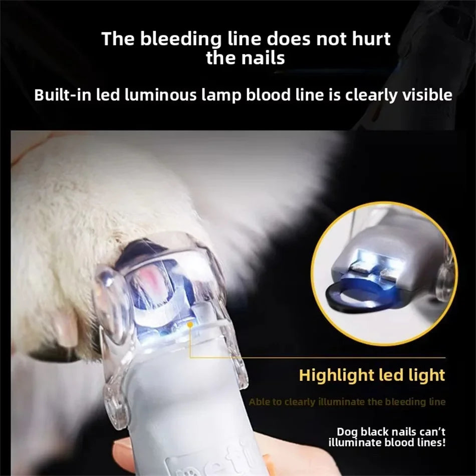 LED Pet Nail Clipper with 5X Magnifying Lens, Dog Cat Nail Trimming Scissors, Safe Claw Grooming Tool for Pets