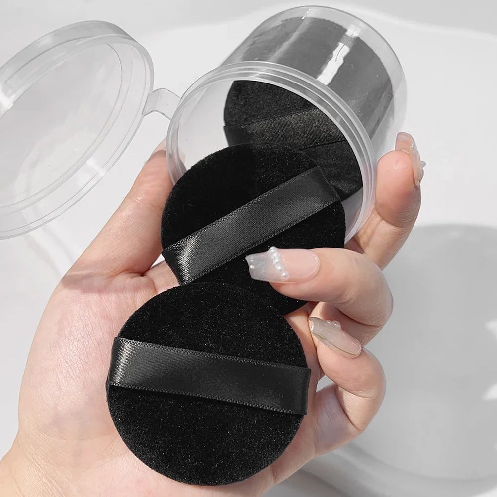 1/20pcs Black Velvet Cosmetic Puff with Box Loose Setting Powder Puffs BB Cream Foundation Powder Pad Beauty Makeup Tools