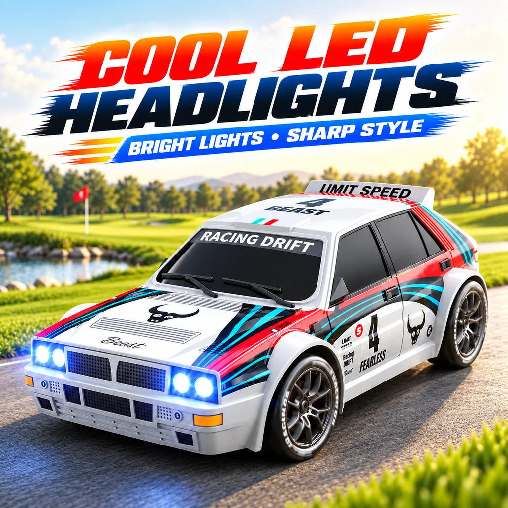 ZNLYRION RC Car Drifting Race Car 1:24 Scale 4 Wheel Drive 20km/h Adjustable High/Low Speed With Spare Drift Tires LED Headlight Taillight RC Toy For Boys Adult