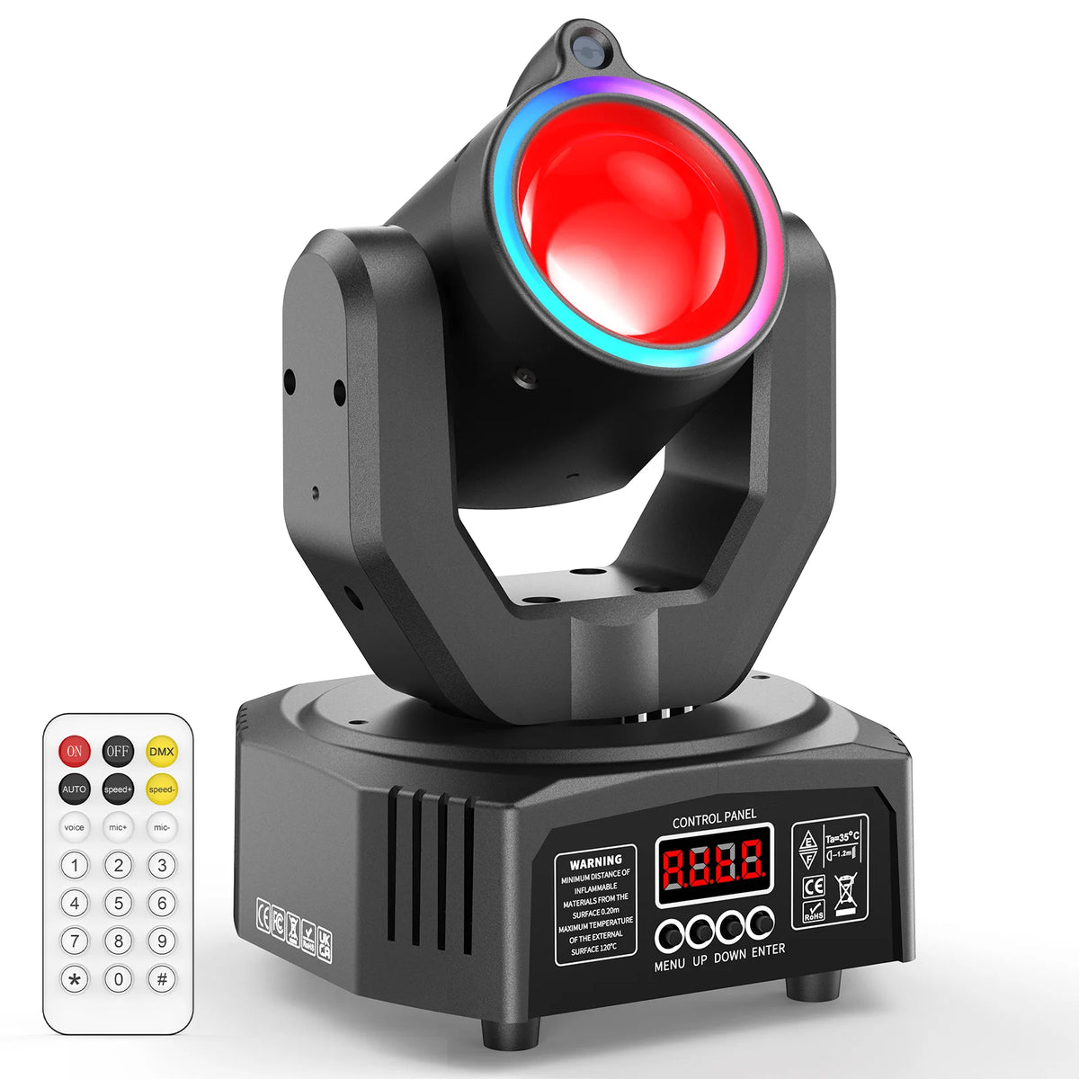 Mini 30W LED Moving Head Spot Light, 4-in-1 RGBW DMX Sound-Activated DJ Light