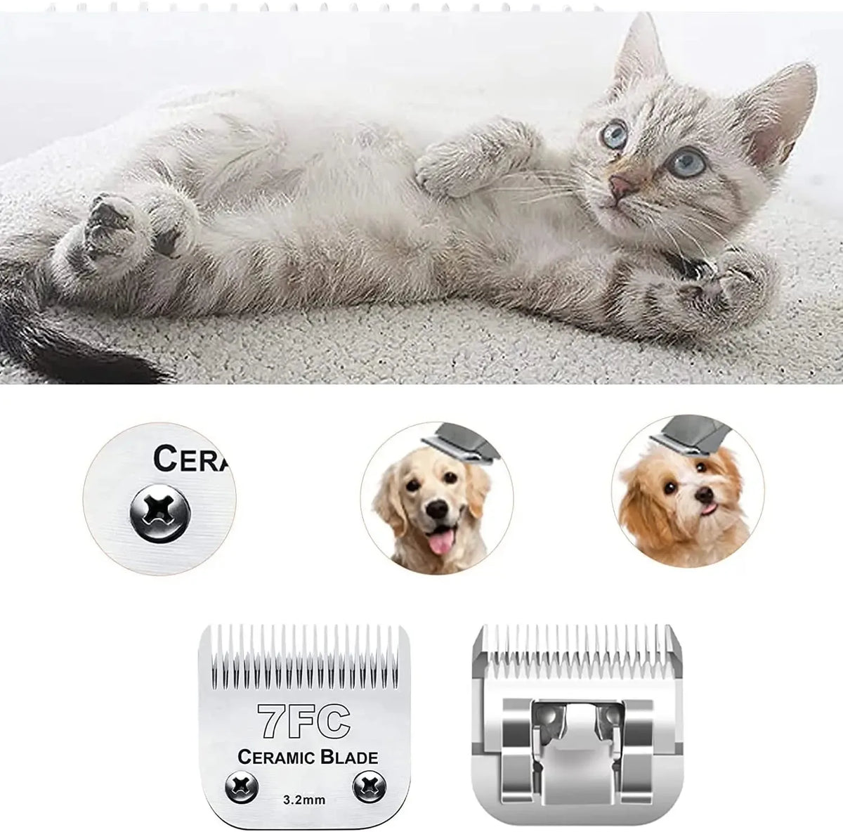 Detachable Dog Clipper Blades, 7FC
