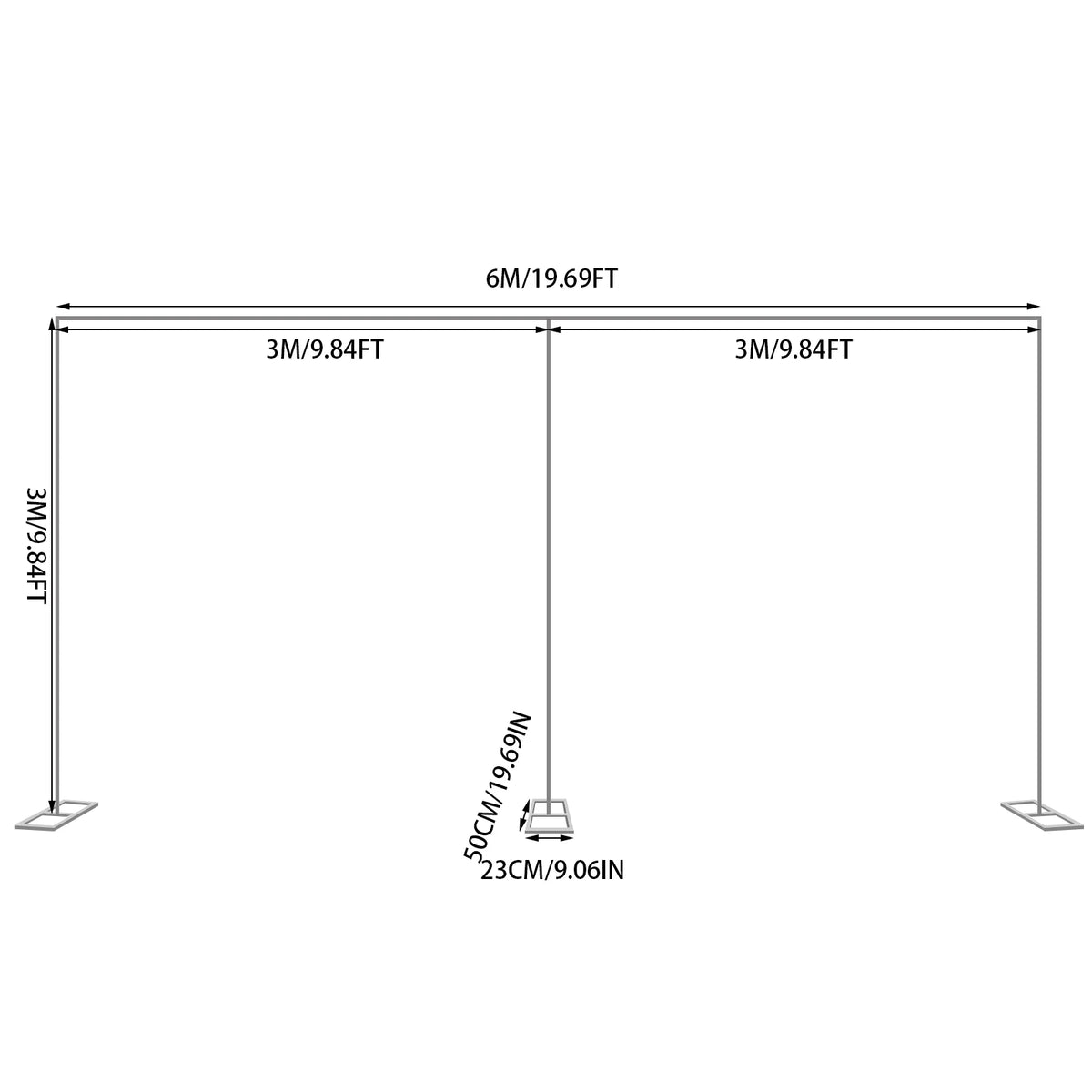 10X20FT Heavy Duty Wedding Backdrop Stand 6M*3M Square Metal Arch Frame Kit for Stage, Photography, Party, Curtain Support