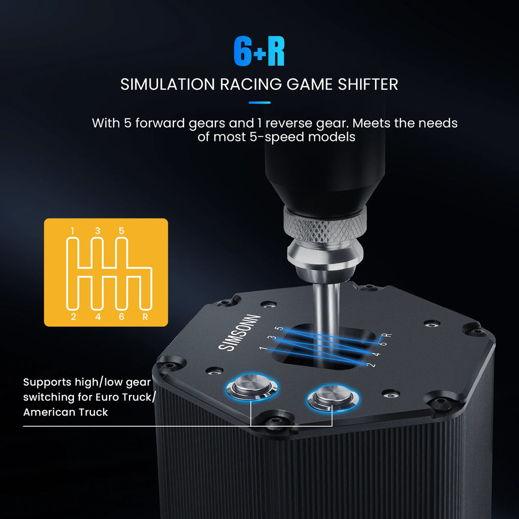 SIMSONN 6+R H Gear Shifter Compatible with Logitech G27 G29 G25 G920 For ETS2 Simracing Game Hall Sensor Sim Shift USB Connection to PC
