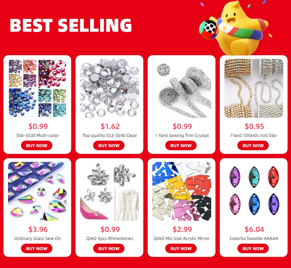 QIAO Hot Fix Rhinestones Set EU/US PLUG Hotfix Applicator 7 Tips Iron-on Crystal Glass Rhinestone Strass For Garment Decorations