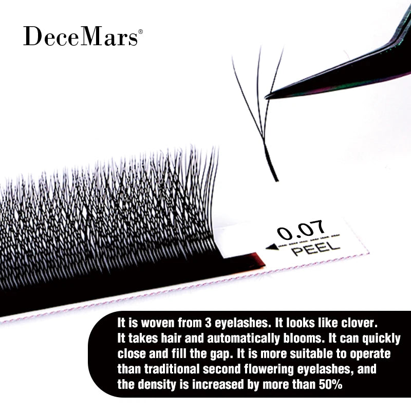DeceMars 3D W-Shaped Lash Extensions, Pre-Made Volume Fan False Eyelashes