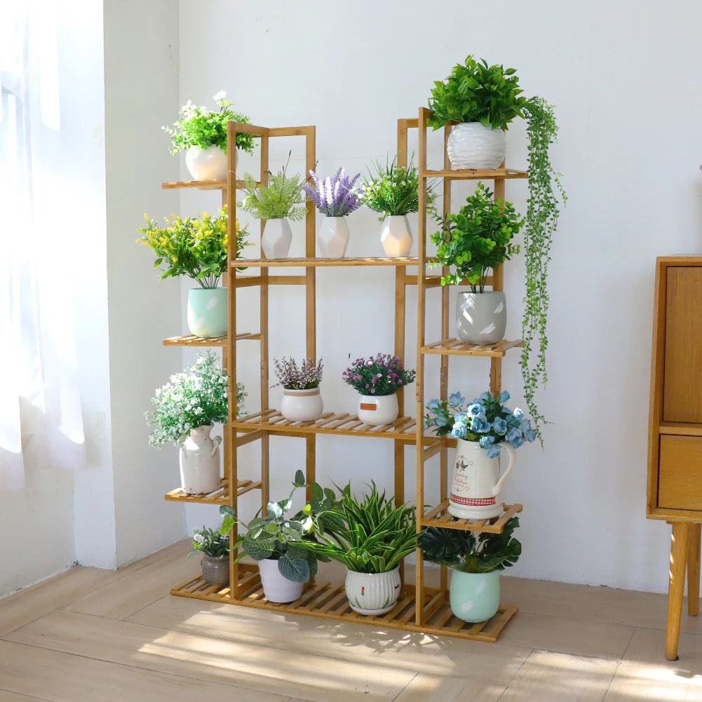 Extra Large 9-Tier Bamboo Plant Stand for Indoor Plants