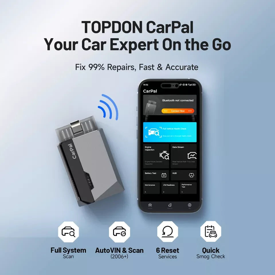 Carpal-1 OBD2 Scanner Bluetooth for Car All System Diagnostic Tool iOS Android Vehicle Health Check Smog Check Battery Test
