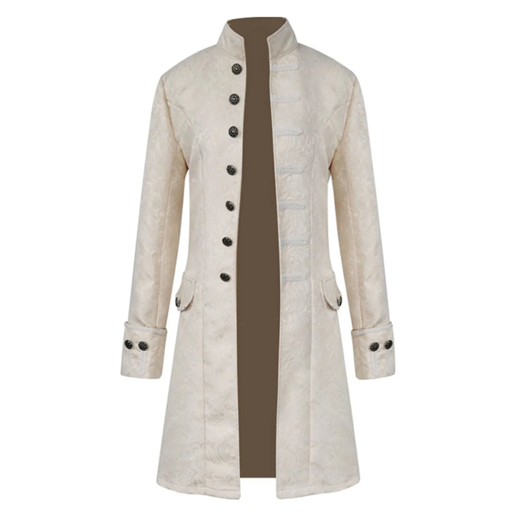 Men Steampunk Gothic Victorian Jacket Vintage Tailcoat Medieval Frock Coat Uniform Renaissance Halloween Pretend Play Costume