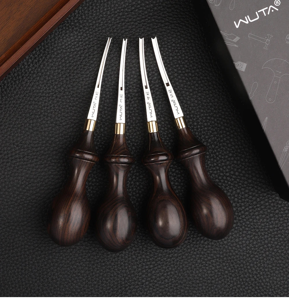 WUTA 1PC Leather Edge Beveler PRO Skiving Craft Work M390 / DC53 Steel Ebony Handle Cutter Edger Creaser Skiver Leather Tools