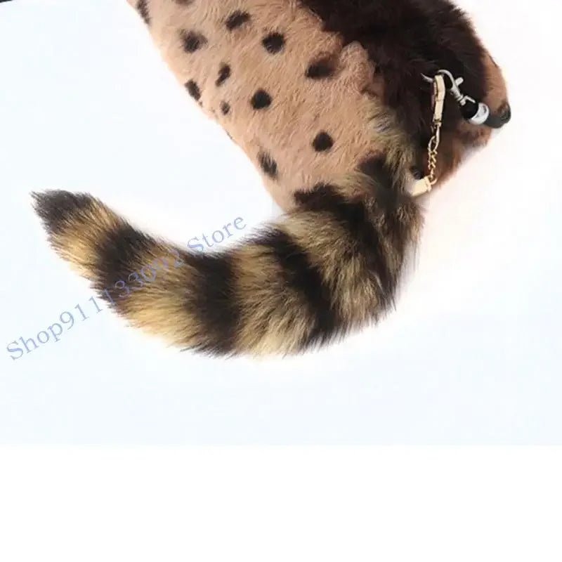 Fluffy Faux Fur Tail Keychain, 25cm Bag Charm for Backpacks and Keys