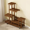 Rolling Multi-Layer Wood Plant Stand with Wheels