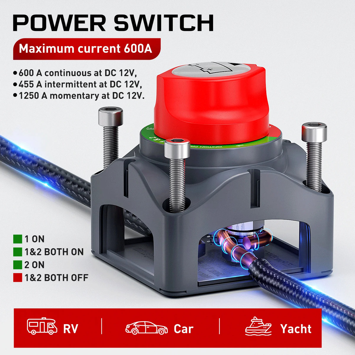 Heavy-Duty Battery Disconnect Switch, 12–48V