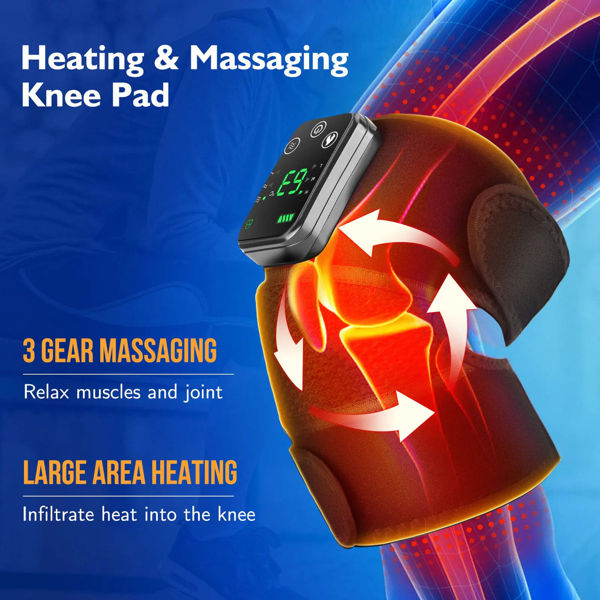 Heated Knee Massager with Vibration, Thermal Knee Pad for Knee, Shoulder and Elbow