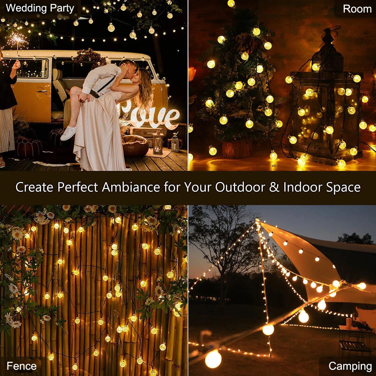 100 LED Solar Bubble Ball String Lights, 39ft