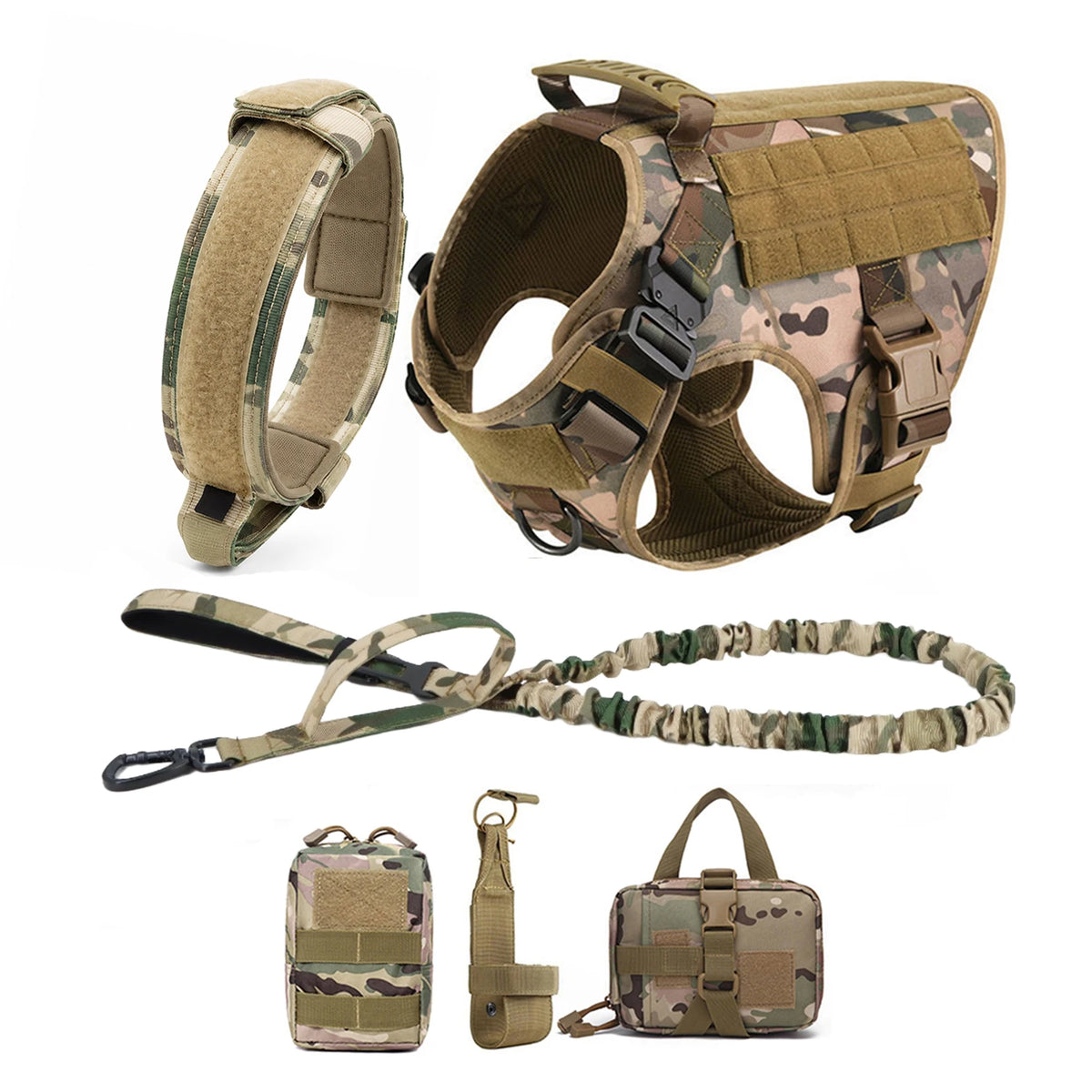 Tactical Dog Harness with MOLLE Pouches, No-Pull Training Vest for Medium and Large Dogs