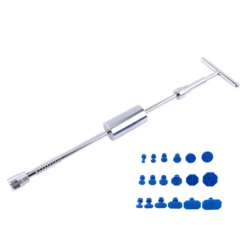 Universal Car Dent Puller Metal T Dent Repair Tool Auto Repair Sheet Metal Kit Slide Hammer Reverse Hammer Glue +18pcs Glue Pull