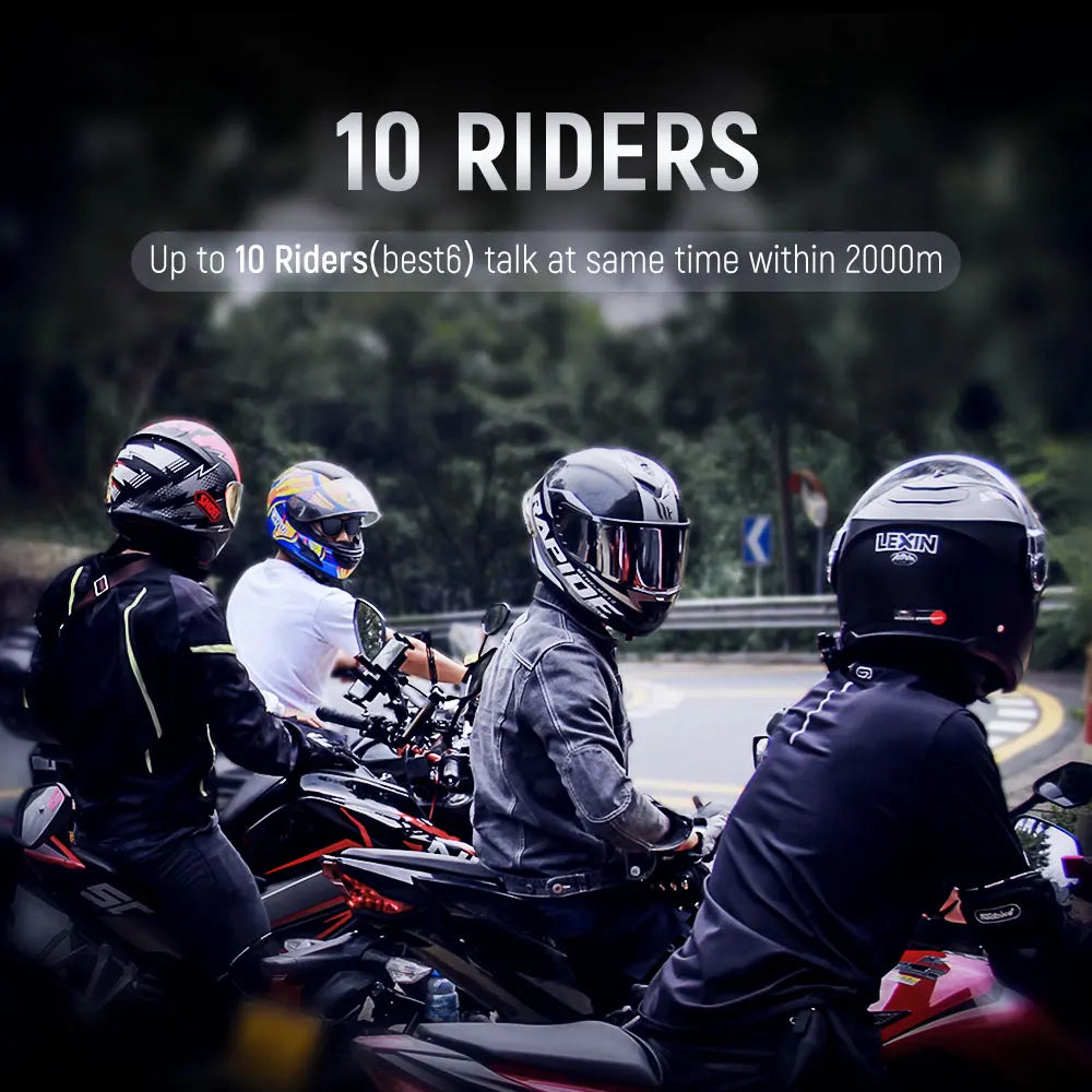 LX-B4FM-X for 10 Riders Intercom Motorcycle Bluetooth Helmet Headsets BT Moto with FM Radio