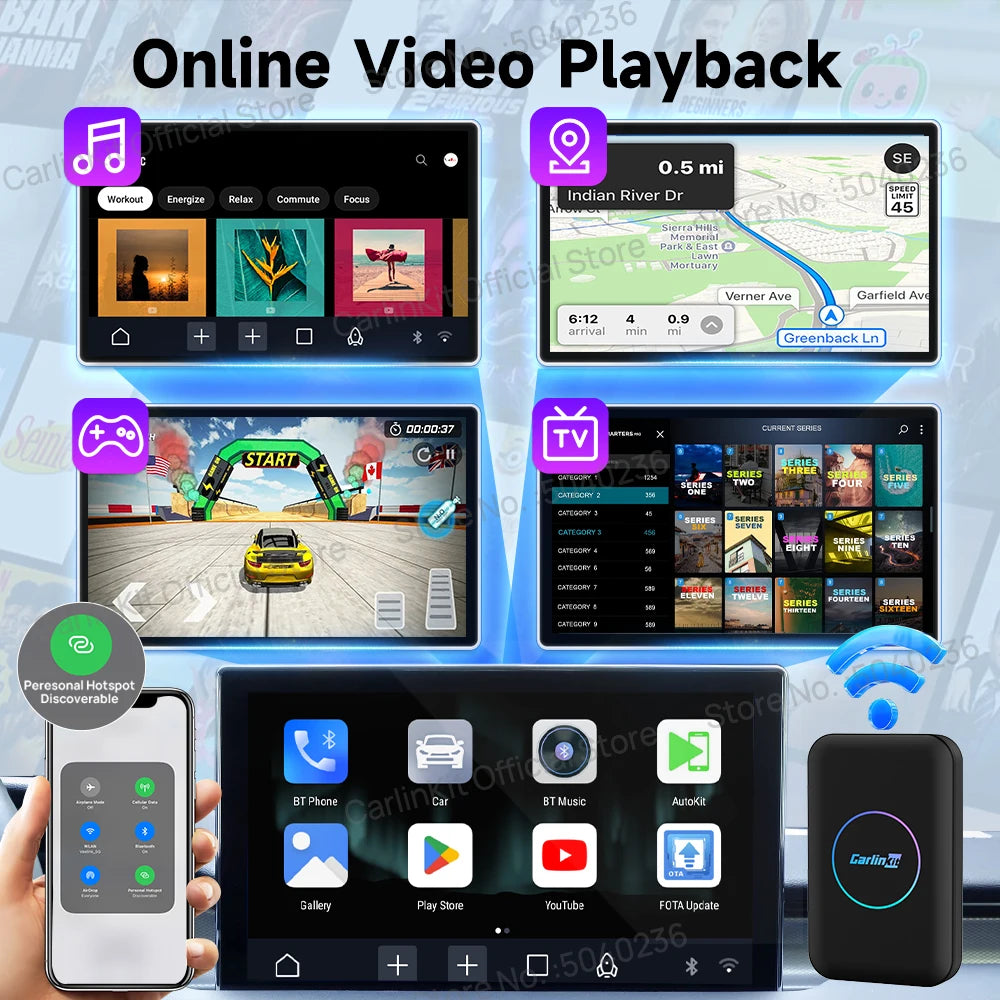 2026 CarlinKit Android TV Box LITE CarPlay Android Auto Wireless USB Adatper Support Netfilx Youtube Spotify For Car Multimedia