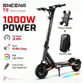 ONECNA T3 1000W Motor Electric Scooter for Adults, 30mph Top Speed, 40Miles Long Range, Lightweight Foldable Frame, Dual Suspension, 10 Inch Fat Tires E-Scooter