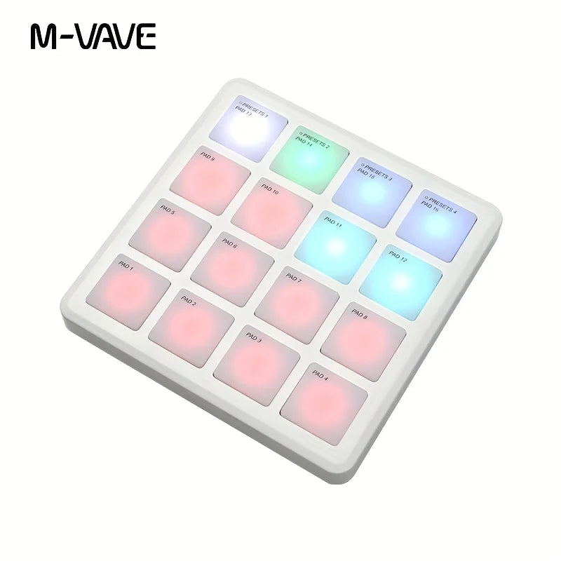 M-VAVE 16-Pad RGB Backlit MIDI Controller, Portable Music Production Pad