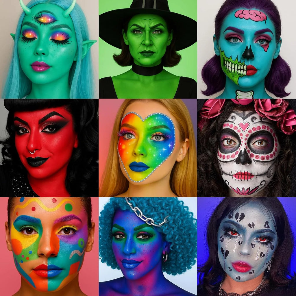UCANBE Athena Face Body Paint Palette 20 Colors Large Black White Professional Flash Tattoo Halloween Makeup Painting Kit 168g