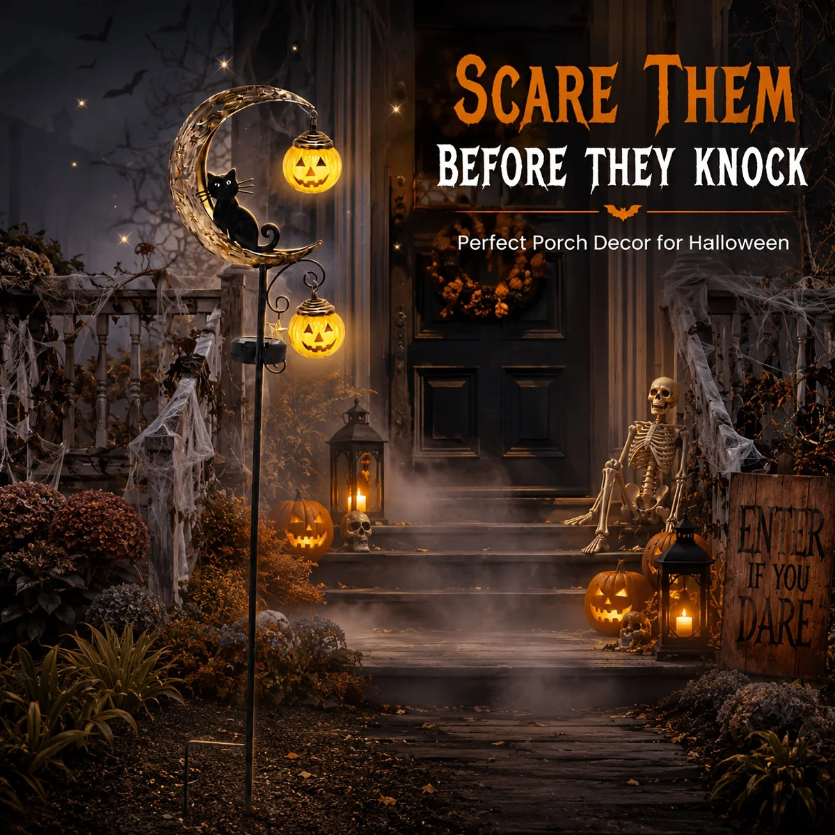 Halloween Solar Garden Stake Lights, Black Cat and Pumpkin LED Path Lights