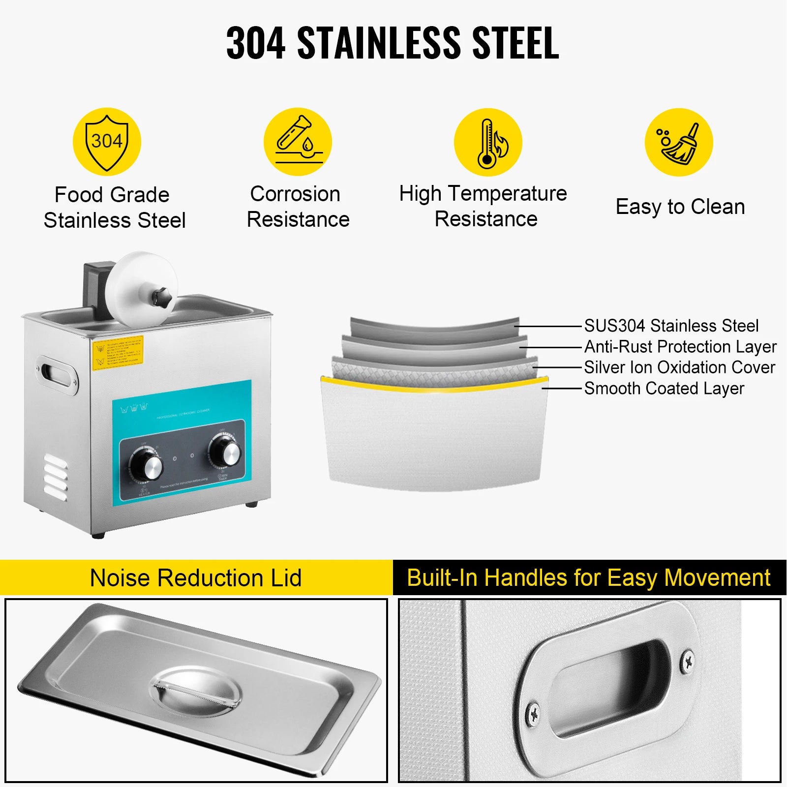 SucceBuy 6L Knob Ultrasonic Vinyl Record Cleaner Portable Washing Machine Ultrasound Dishwasher Contact Lenses Dental Jewelry