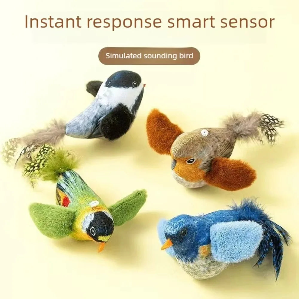 Hanging Bird Cat Toy with Catnip, Interactive Squeaky Self-Play Teaser for Kittens