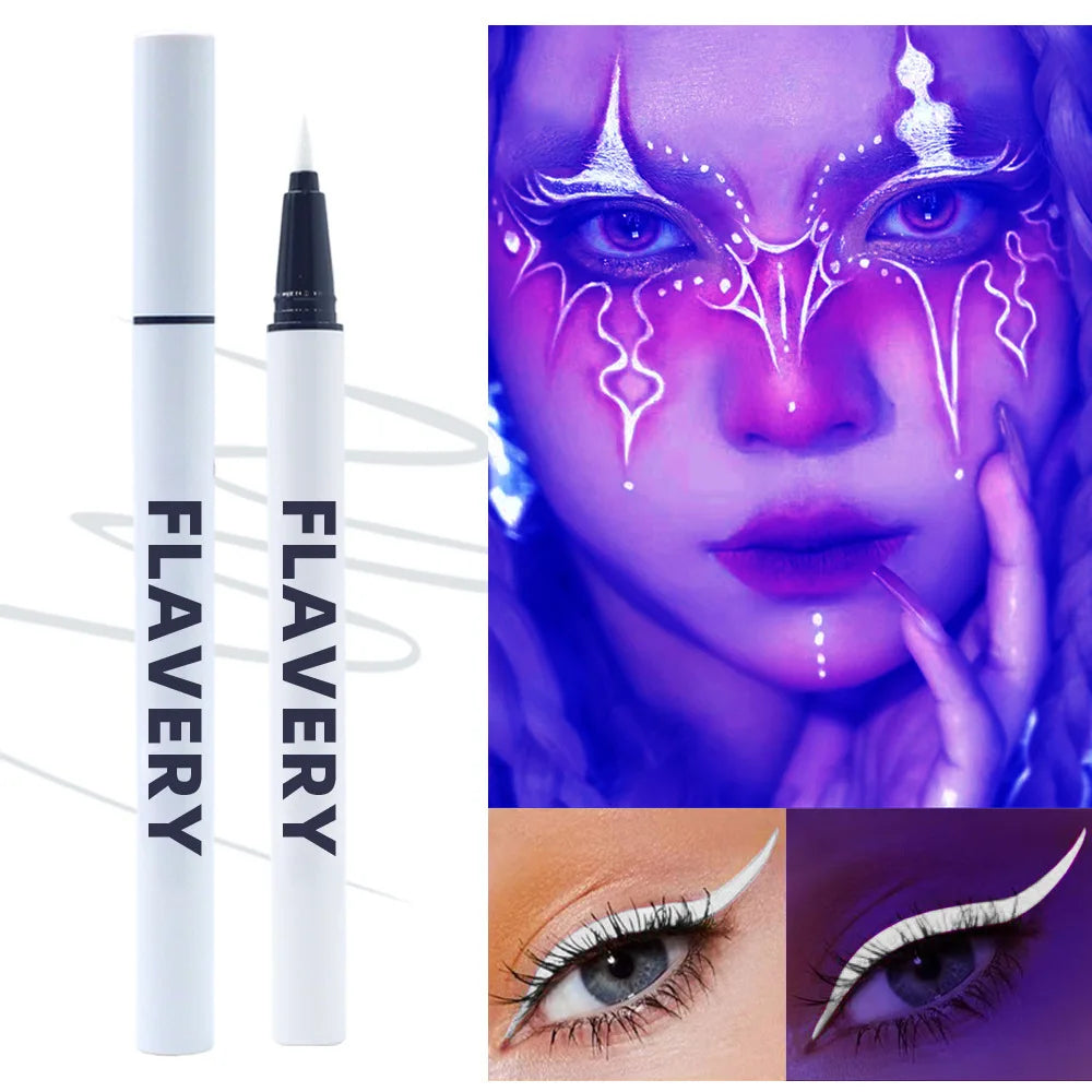 8-color fluorescent color UV eyeliner, waterproof and sweat-proof face paint pen,Halloween matte glowing neon liquid eyeliner