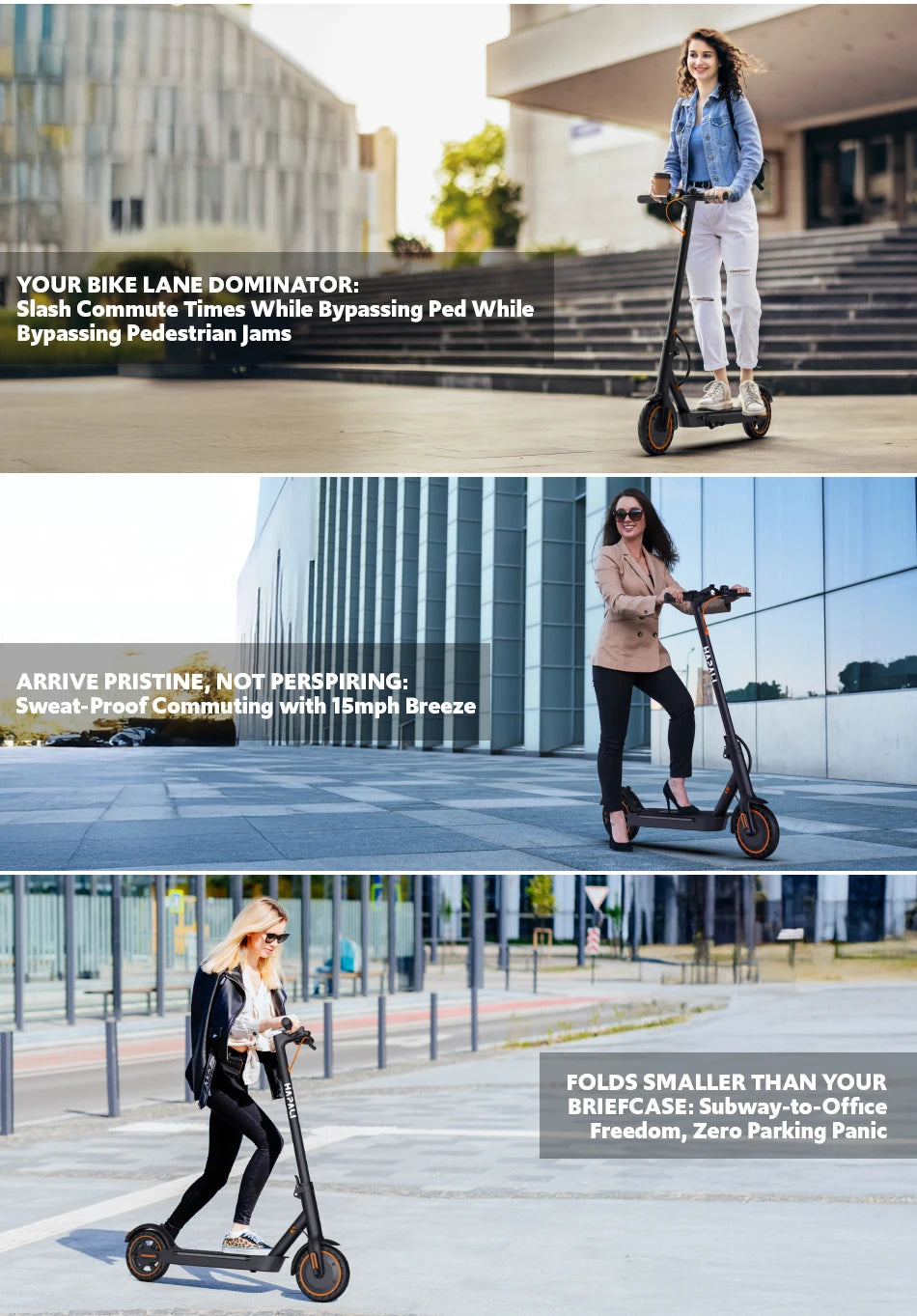 Electric Scooter for Adults, Up to 19 Miles & 19 MPH, 550W Motor, Front Suspension, Built-in Side Lights