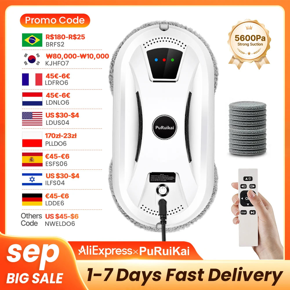 Ultra Thin Robot Vacuum Cleaner Window Cleaning Robot Window Cleaner Electric Glass Limpiacristales Remote Control for Home
