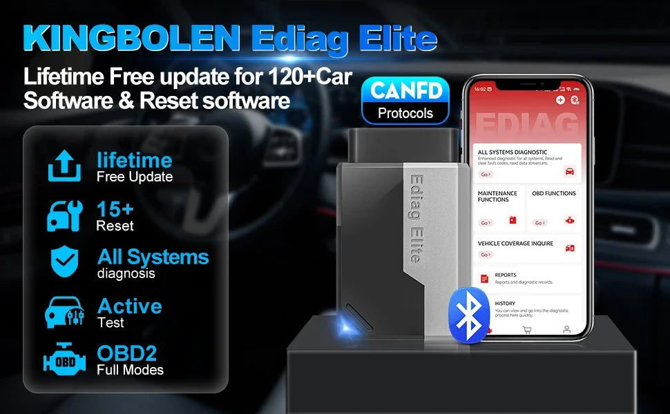 OBD2 Scanner all system auto car scanner 15 Reset Active Test CANFD FCA Autoauth